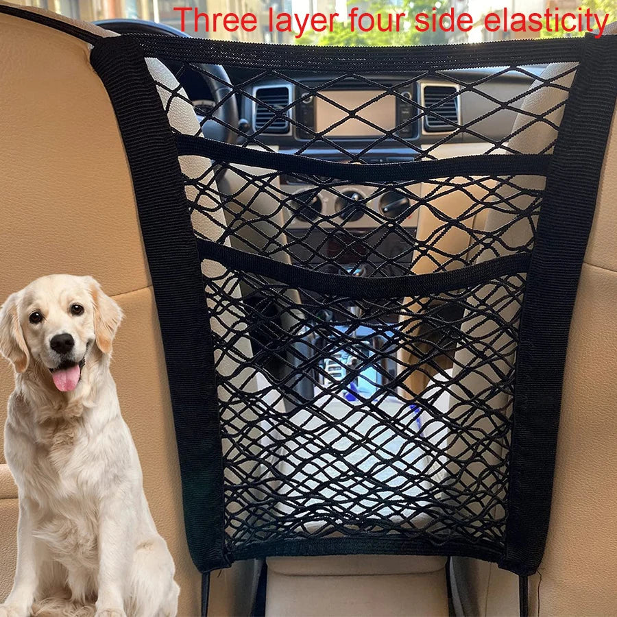 Pet Car Barrier With Automatic Safety Mesh Back Seat Protector