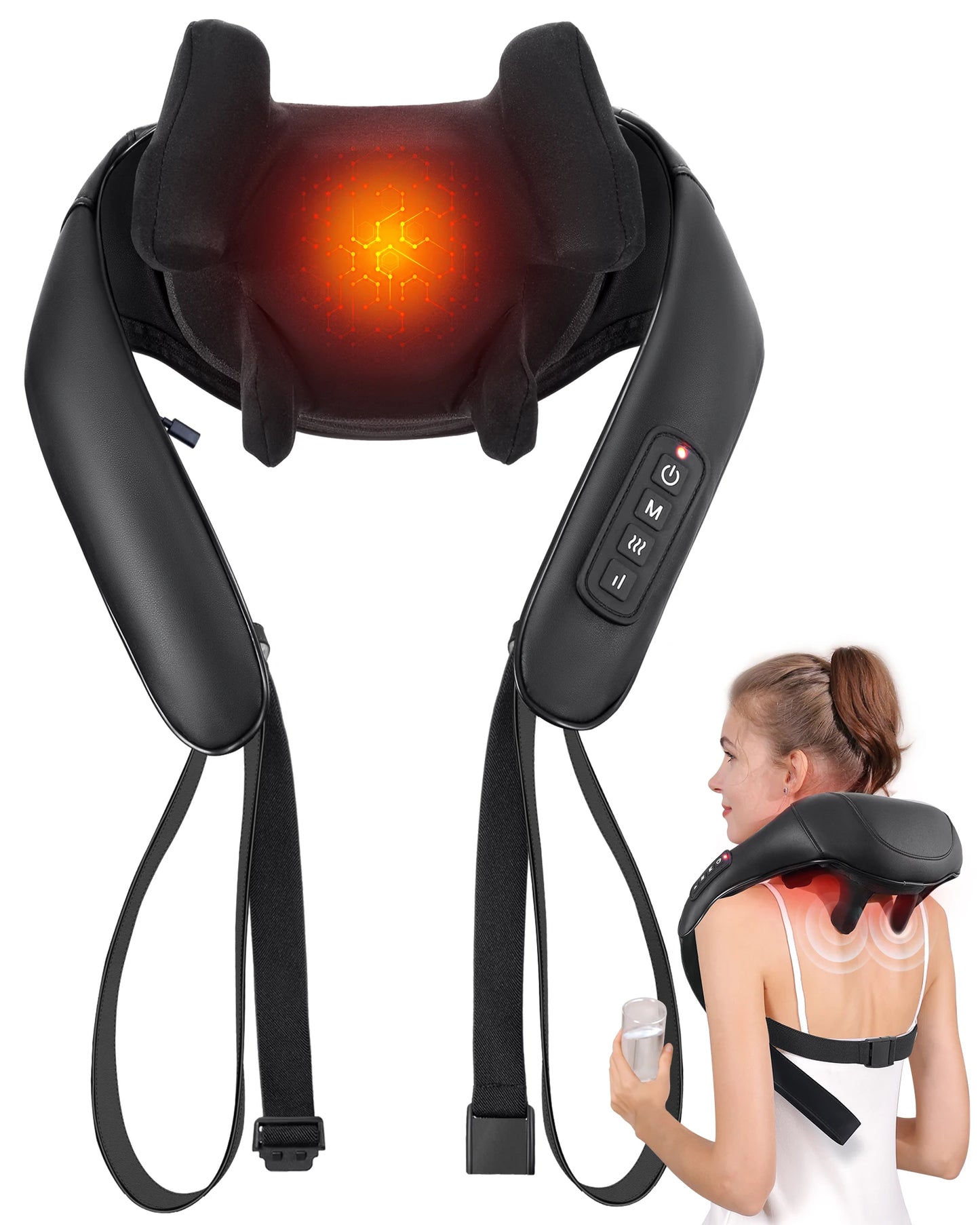 MASGREE Shiatsu Back Neck Massager Cordless with Heat