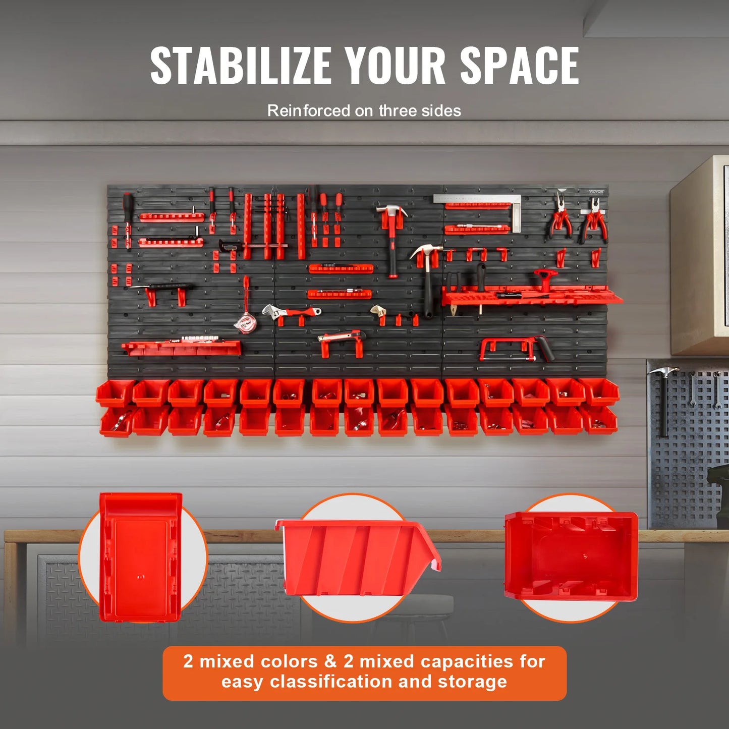 SucceBuy Wall Mounted Storage Bins Organizer for Garage and Home