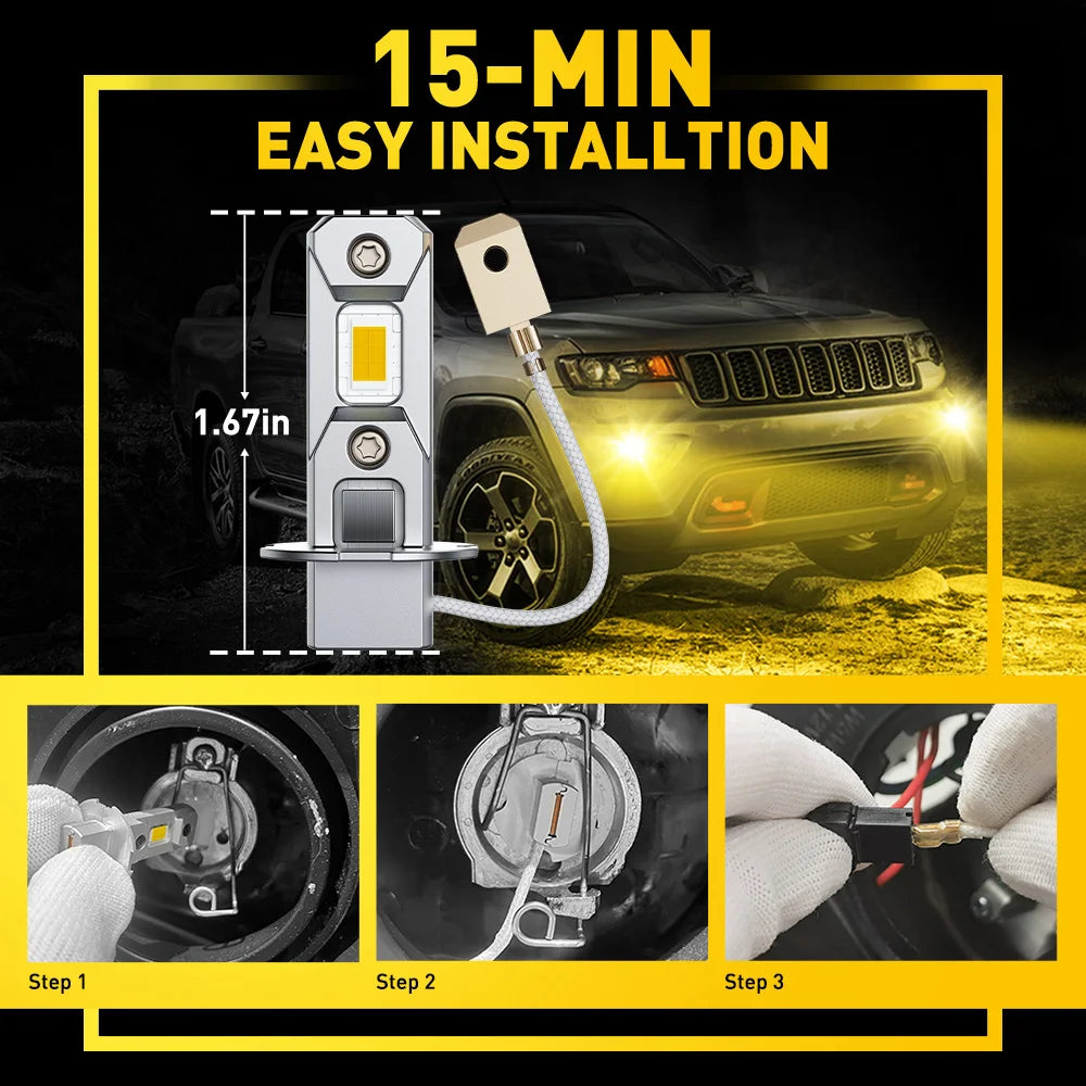 AUXITO Canbus H3 LED Fog Light Bulbs Plug and Play
