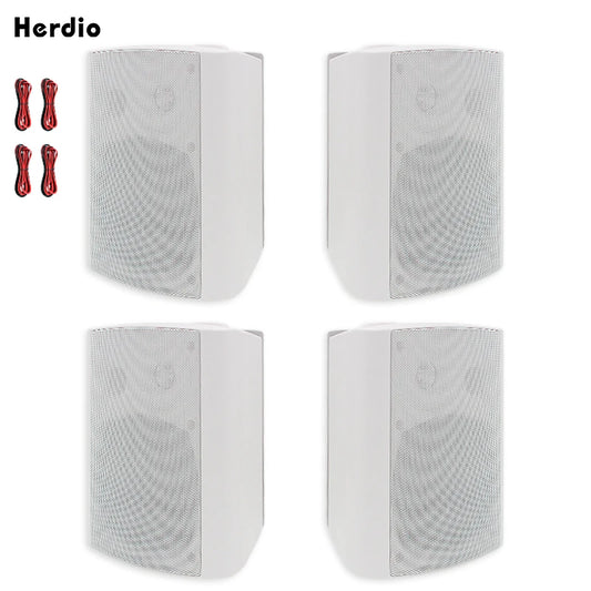 Herdio 5.25'' 600 Watts Passive Speakers Full Range Stereo Wired Waterproof Wall Mount Speakers with Loud Volume  For Patio
