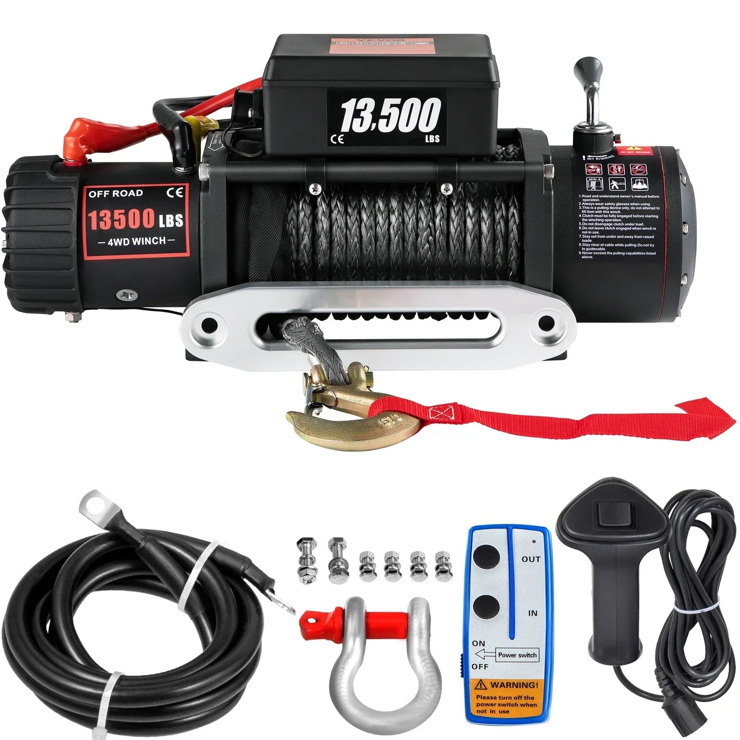 Sihao 13500LBS Electric Truck Winch 12vElectric Winch ATV Synthetic Rope with Remote Control forTowing SUV Car Trailer ATV Truck