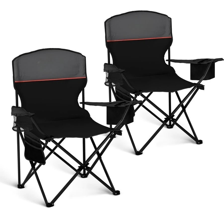 Camping Chair 2 Pack With 3 Can Cooler Bag And Cup Holder