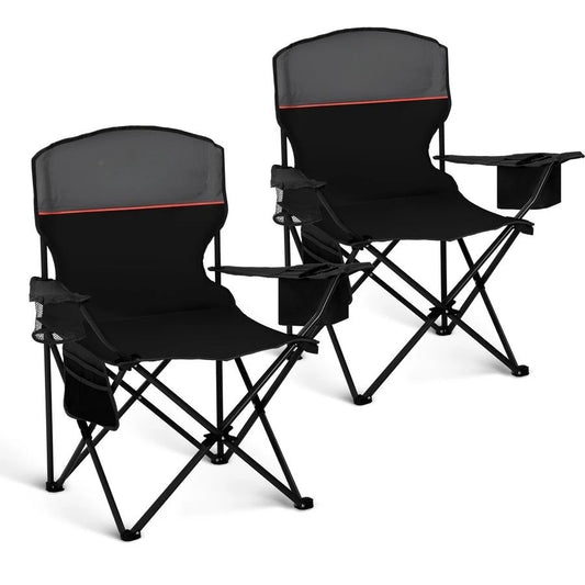 Camping Chair 2 Pack With 3 Can Cooler Bag And Cup Holder