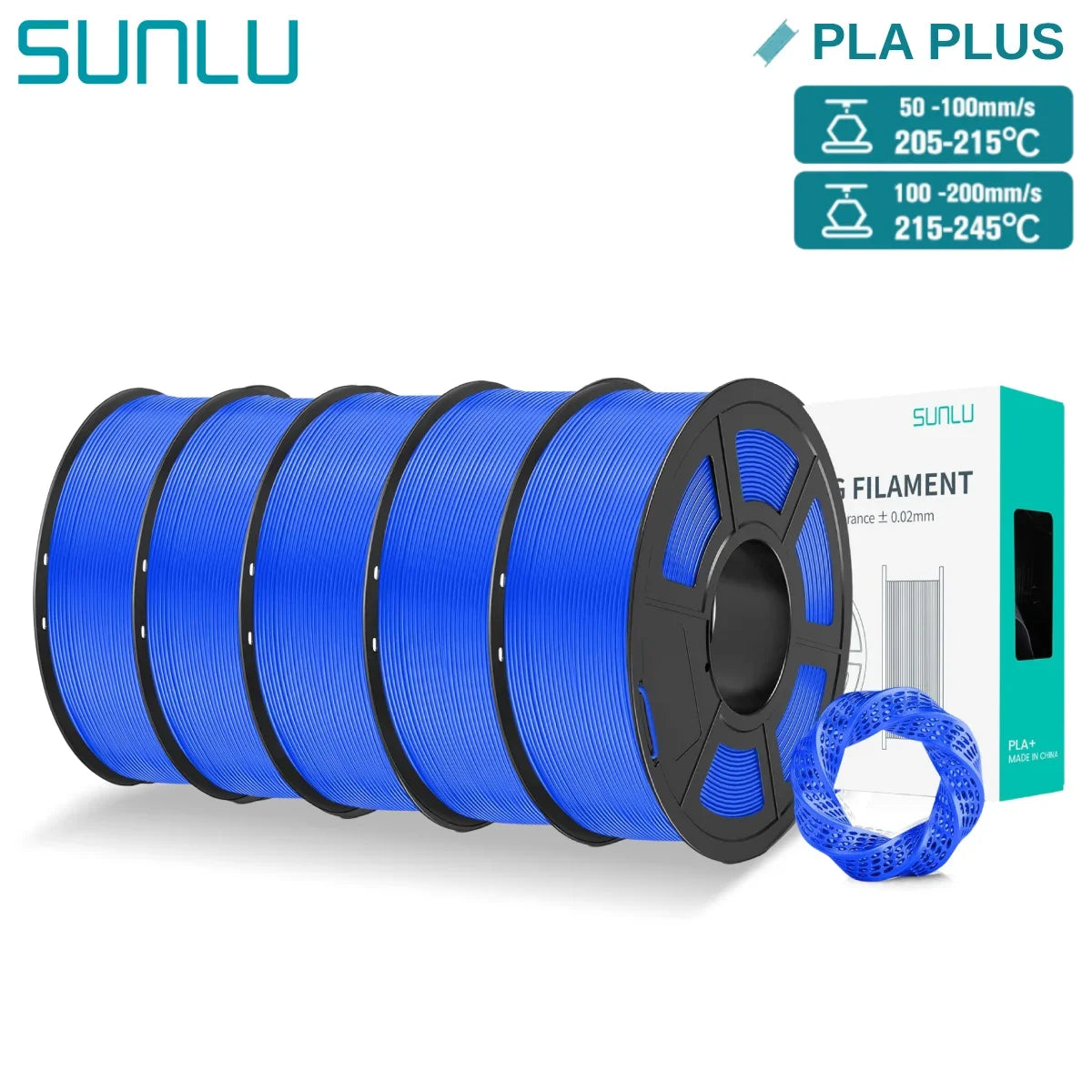 SUNLU 5KG PLA/ PLA Plus Filaments 5 Rolls 3D Filament 1KG/roll 1.75mm 100% Filament Lines Up Neatly For 3D Printing From EU US