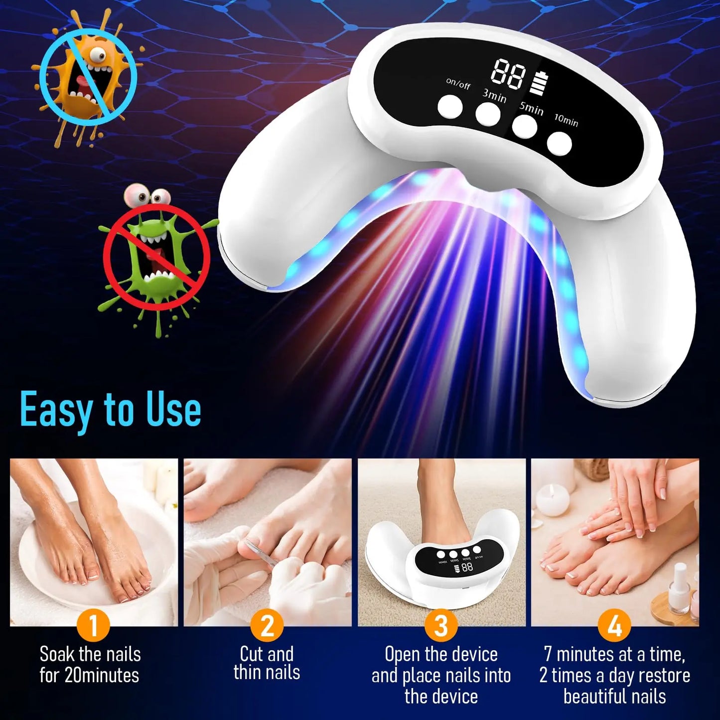 KTS 45W Nail Fungus Treatment With 30 LEDs 470nm 905nm