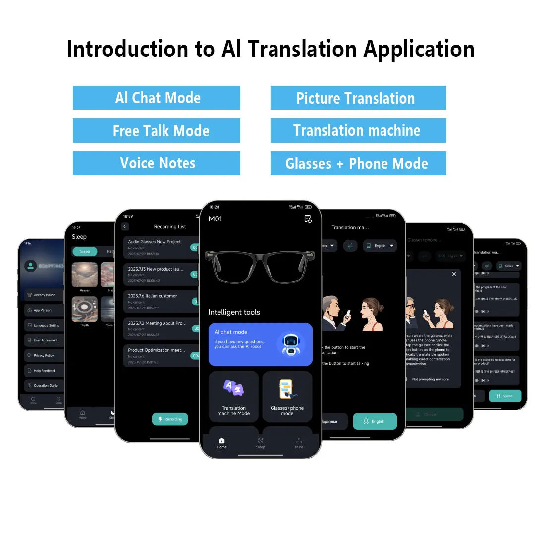 Giinova Smart AI Translation Glasses Real Time Translation 164 Languages