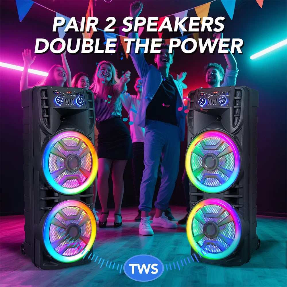 CURUK 8000W Peak Bluetooth Party Speaker Dual Subwoofer