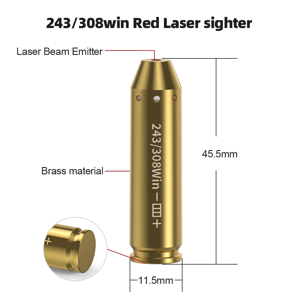 243 308Win Red Dot Laser Bore Sighter For Pistol Rifle