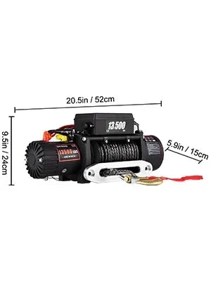 Sihao 13500LBS Electric Truck Winch 12vElectric Winch ATV Synthetic Rope with Remote Control forTowing SUV Car Trailer ATV Truck