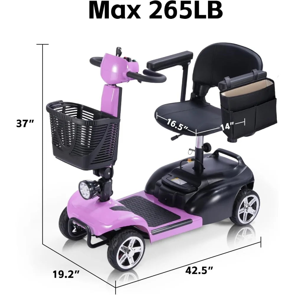 4 Wheel Electric Mobility Scooter With Seat And Removable Battery