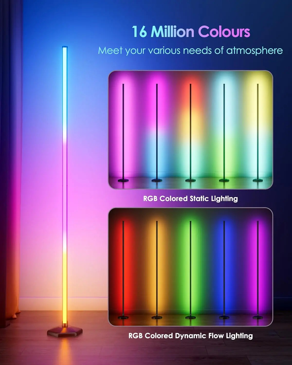 XMSJ RGB LED Floor Lamp Remote Dimmer And Music Sync