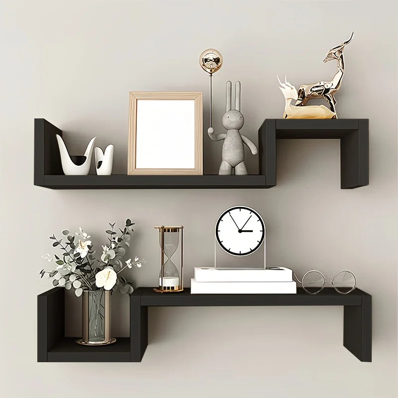 Wooden Wall Mounted Floating Shelves Set High Load Capacity