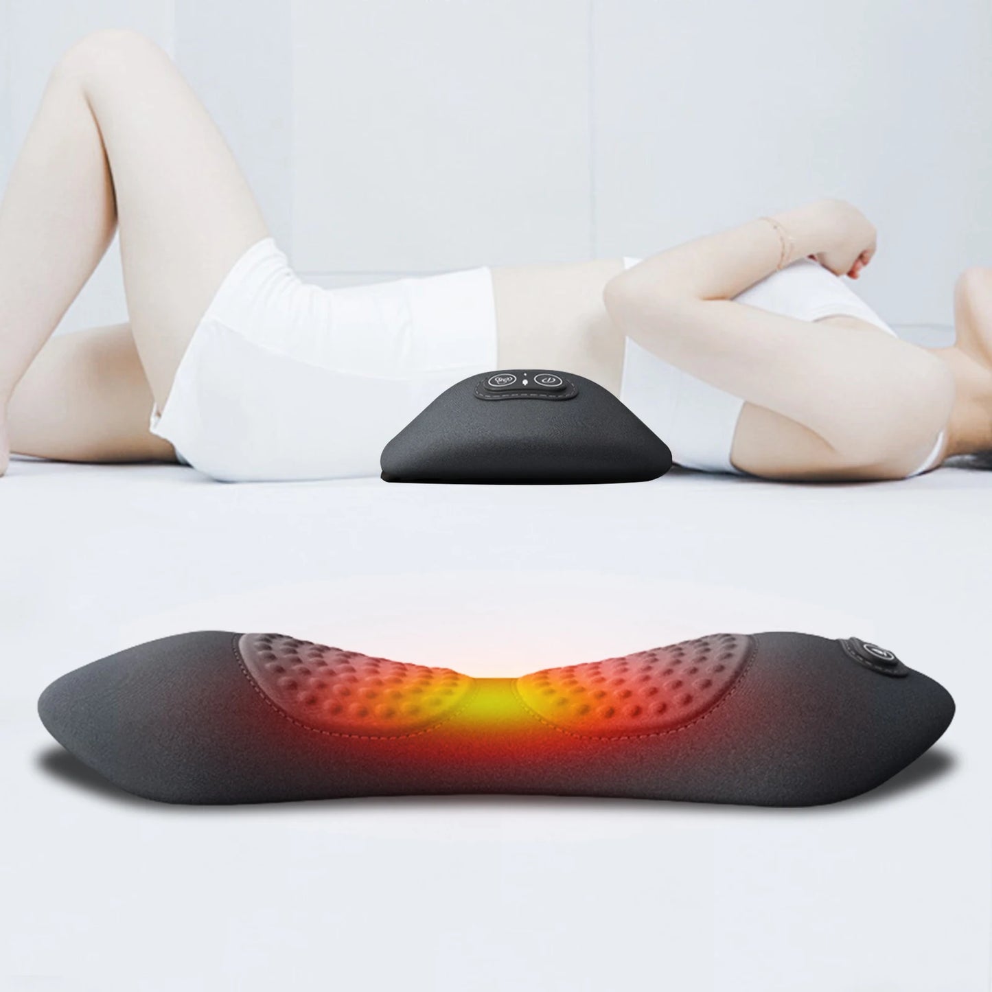 3 in 1 Electric Lumbar Support Pillow Adjustable Height Back Massager Waist Pillow with Heat Memory Foam Back Pillow