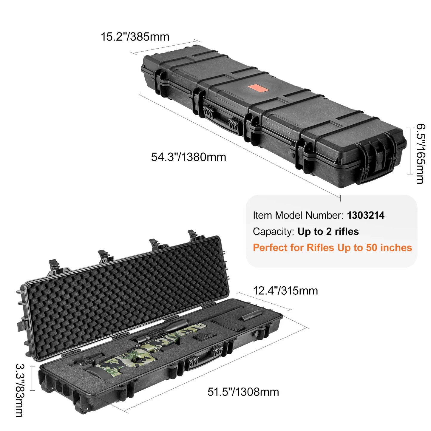SucceBuy Rifle Long Gun Case Portable Waterproof Shockproof