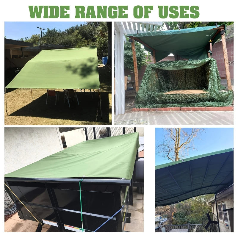8*12ft Canvas Tarpaulin, Sun Protection and Heat Insulation Shade Cloth, Thickened Oil Cloth, Wear-resistant