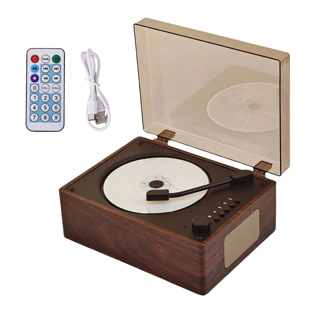 Shunmaii Retro CD Player Desktop Bluetooth 5.0 Speaker USB AUX