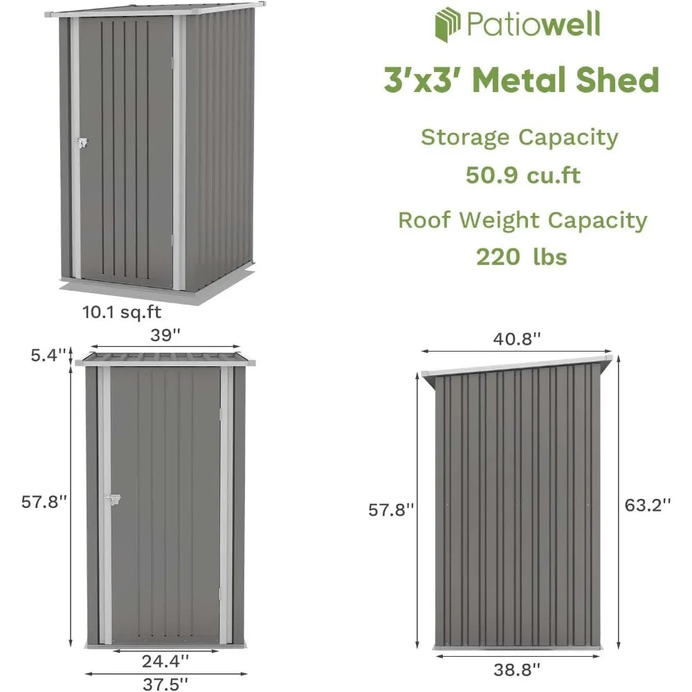 Outdoor Garden Storage Shed With Sloped Roof And Lockable Door