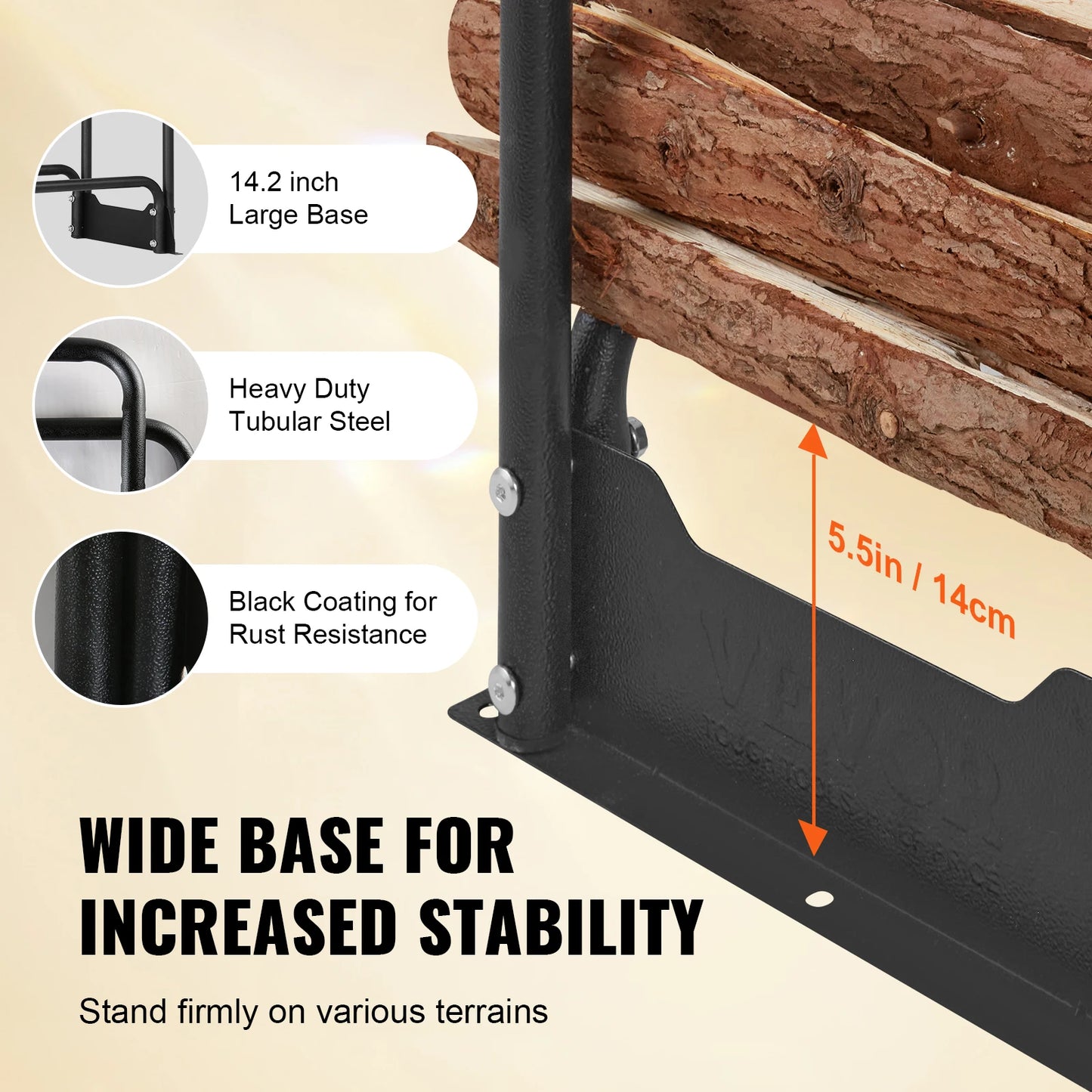 SucceBuy Outdoor Firewood Rack With 600D Oxford Waterproof Cover