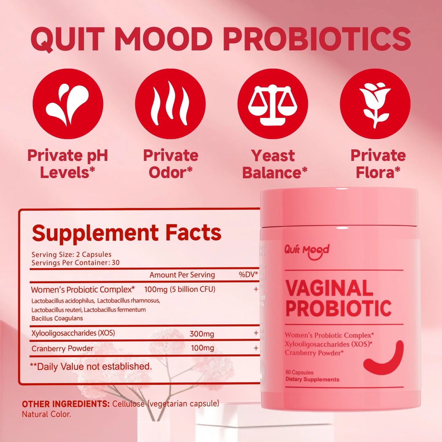 Quit Mood Women's Probiotics Once Daily for Female Health