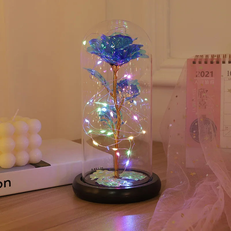 NONECN LED Artificial Glass Flower Eternal Rose Gift For Women