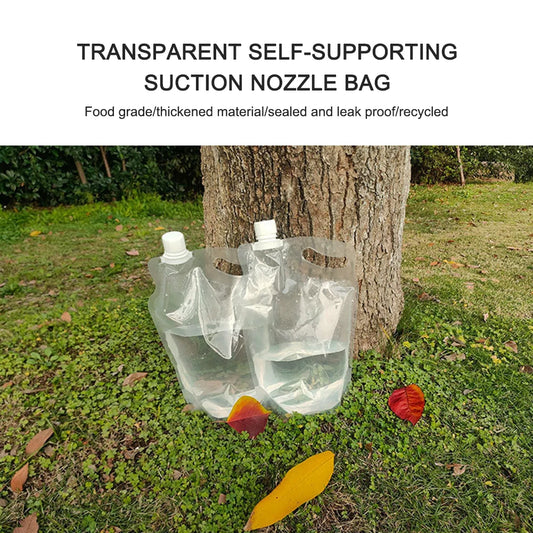 2L Transparent Water Bag Small Mouth Handle Portable Drinking Water Container No Leakage for Camping Hiking Cycling