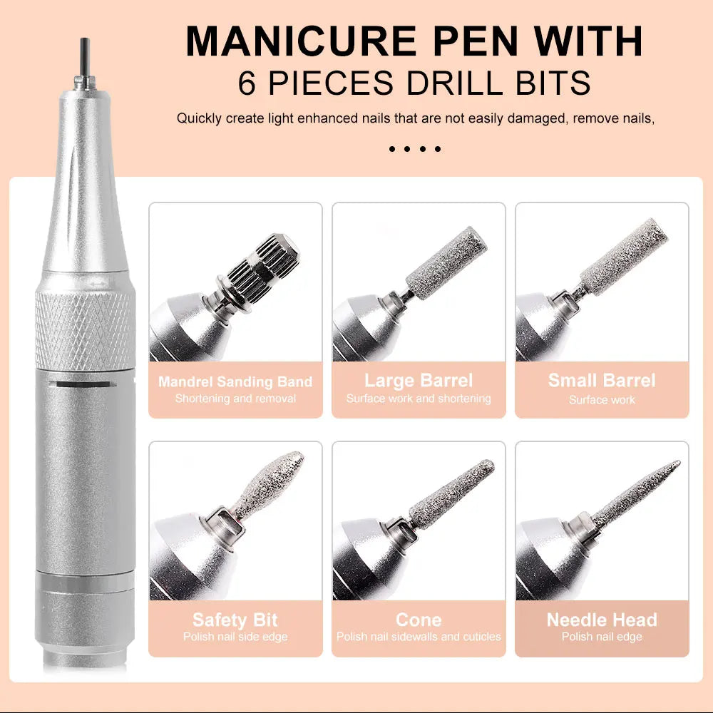 Rechargeable Portable Electric Nail Drill Kit For Polishing And Removing