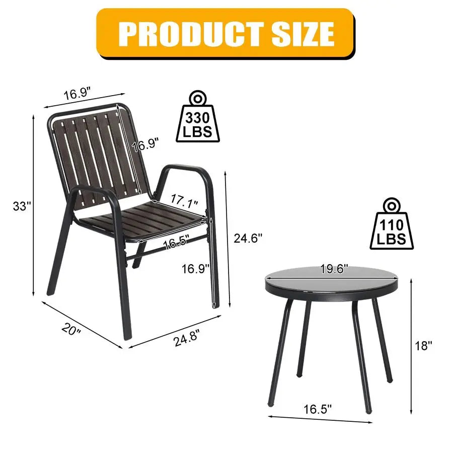 XMSJ 3 Piece Patio Furniture Set Outdoor Bistro For Two