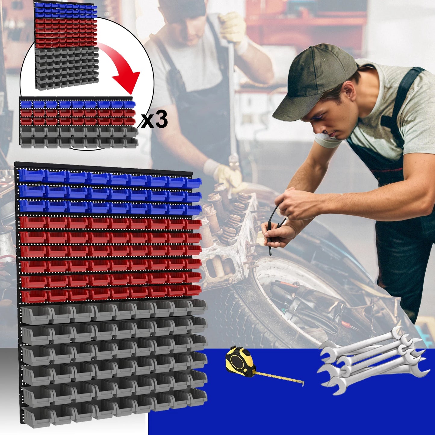 NONECN Wall Mounted Tool Organizer System for Screws and Nuts