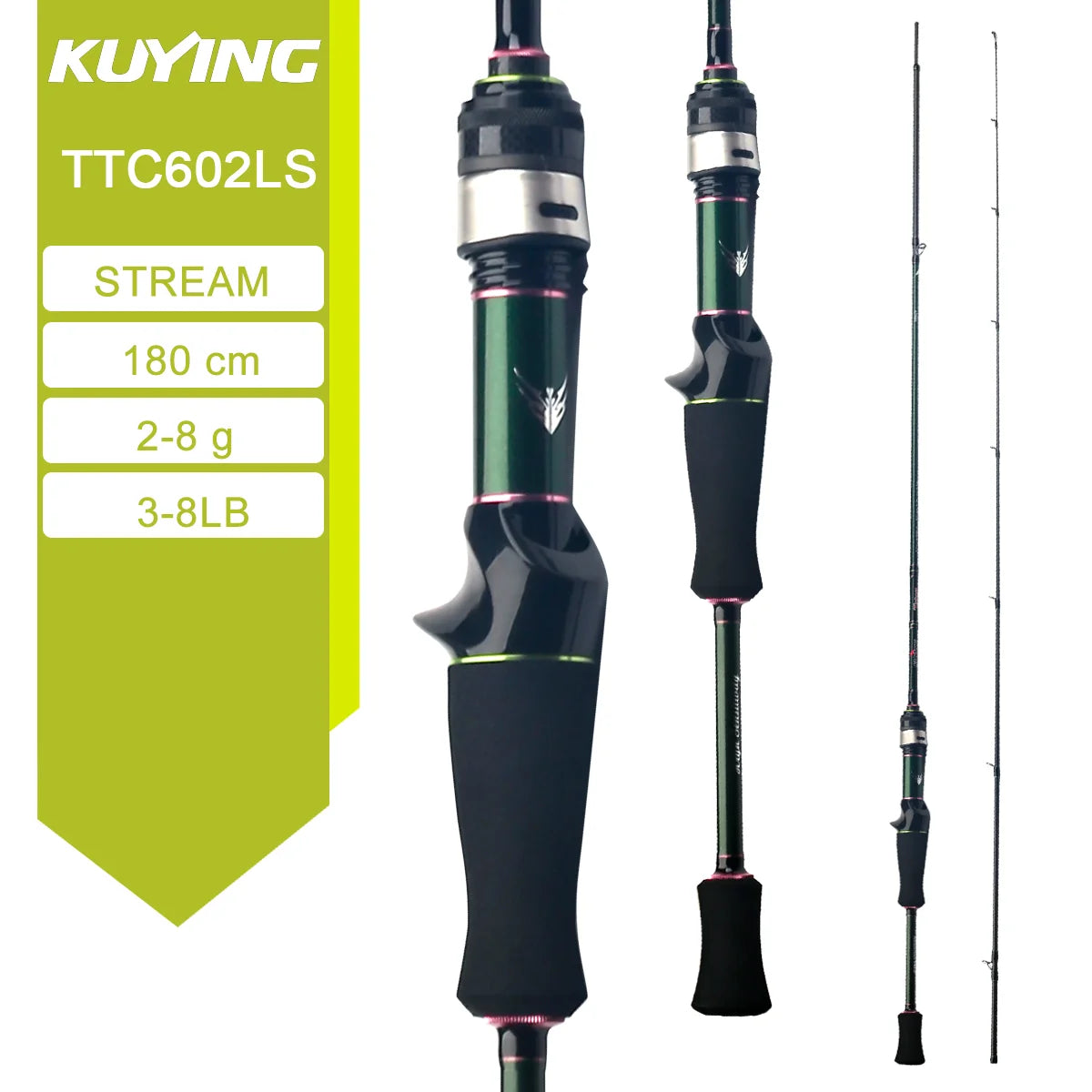 Kuying Teton Stream Rod Fast Action Carbon Spinning Casting 6-10lb