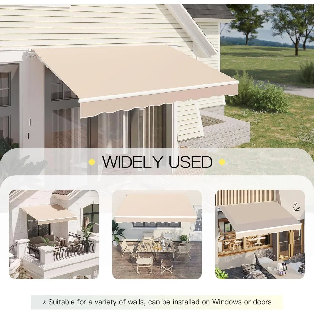 Retractable Awning Manual Patio Sun Shade Shelter Water Resistant Polyester