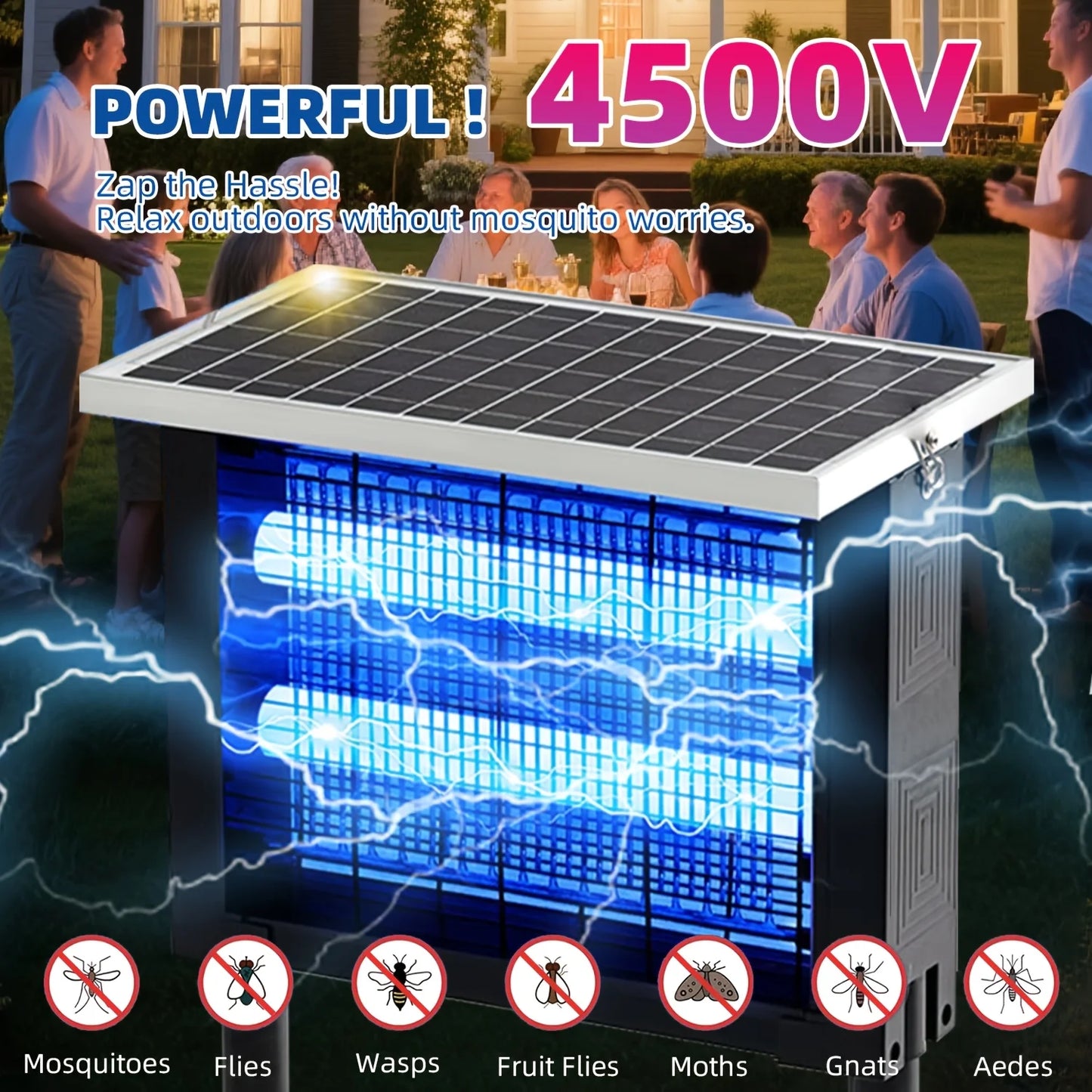 Solar Bug Zapper Outdoor Portable Rechargeable Mosquito Killer