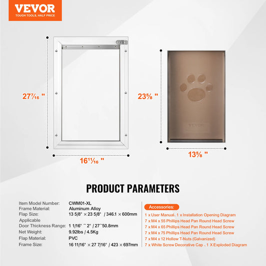 NONEDog Door Aluminum Frame Pet Door With Lock And Flap