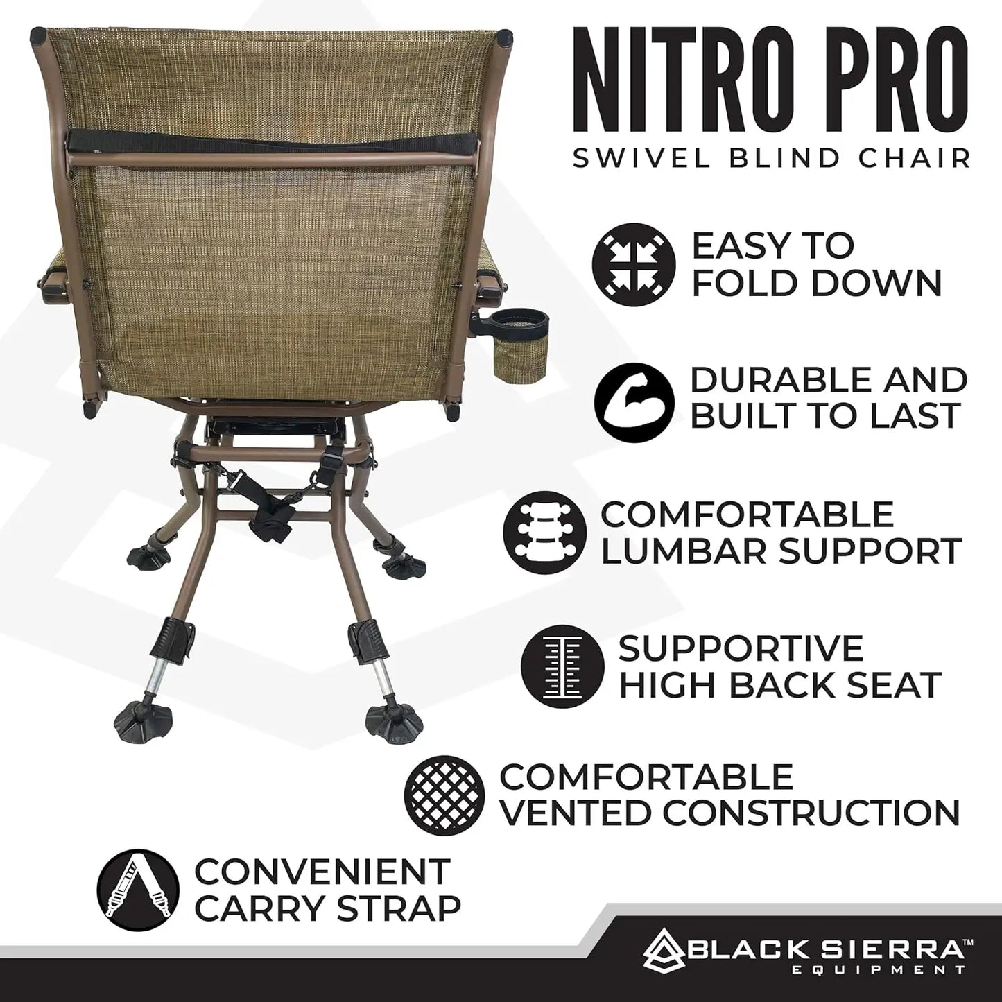 Heavy Duty 360 Swivel Hunting Chair With Padded Armrests