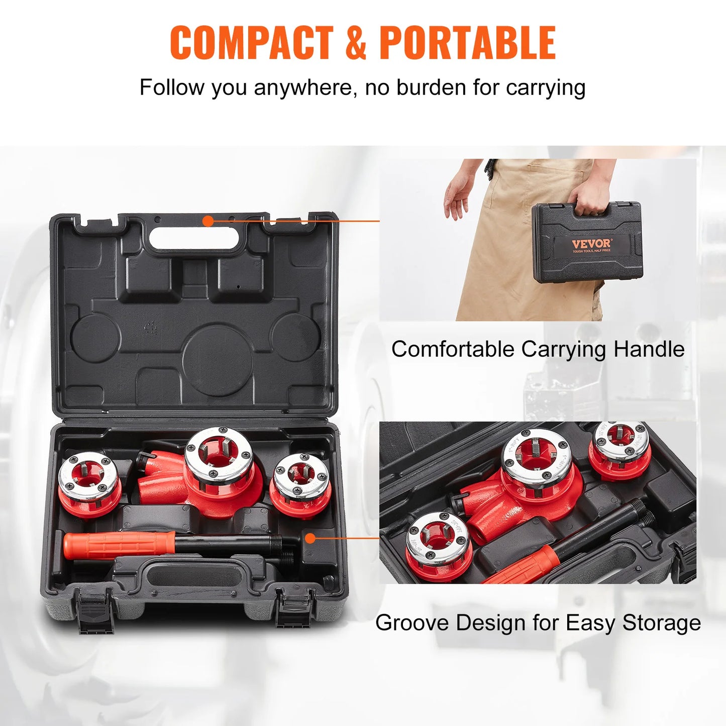 SucceBuy Pipe Threader Kit NPT Manual Ratcheting Tool Set
