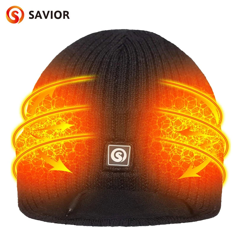 Savior Heat Heated Beanie Hat Battery Powered Rechargeable Winter Cap