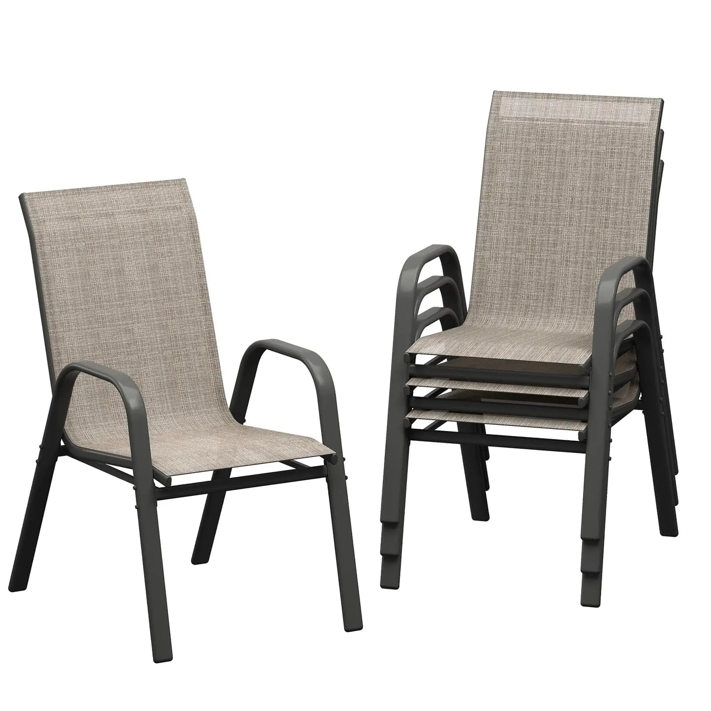 HiMISS Stackable Outdoor Patio Chairs Set All Weather Textilene
