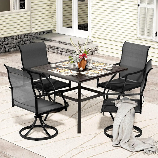 Outdoor Patio Dining Set Swivel Chairs Round Table