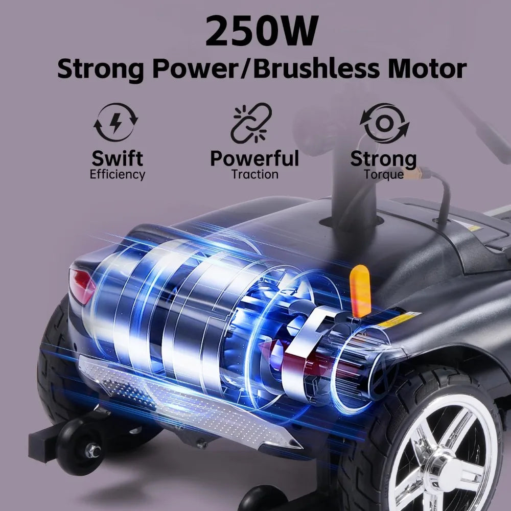 4 Wheel Electric Mobility Scooter With Seat And Removable Battery