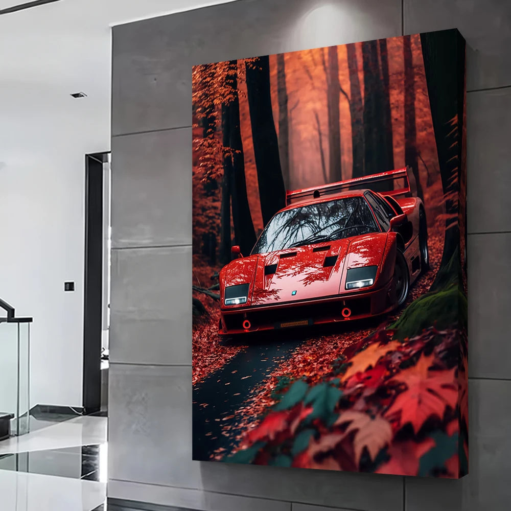 F40 Super Car Canvas Wall Art Poster For Modern Decor