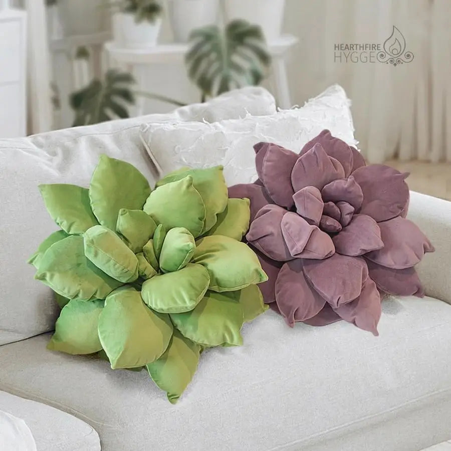 Cactus Flower Throw Pillow Handstitched For Bedroom Decor