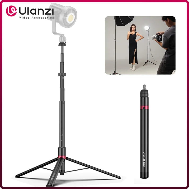 Ulanzi AT-05 2M Light Stand Tripod for 40W Pro 120W 200W Cob Light Panel Light Camera with 1/4" Screw for Photography Studio Kit