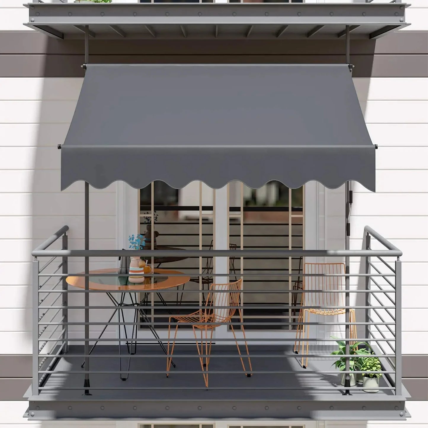 NONECN Retractable Balcony Awning UV50 Sunshade With Hand Crank